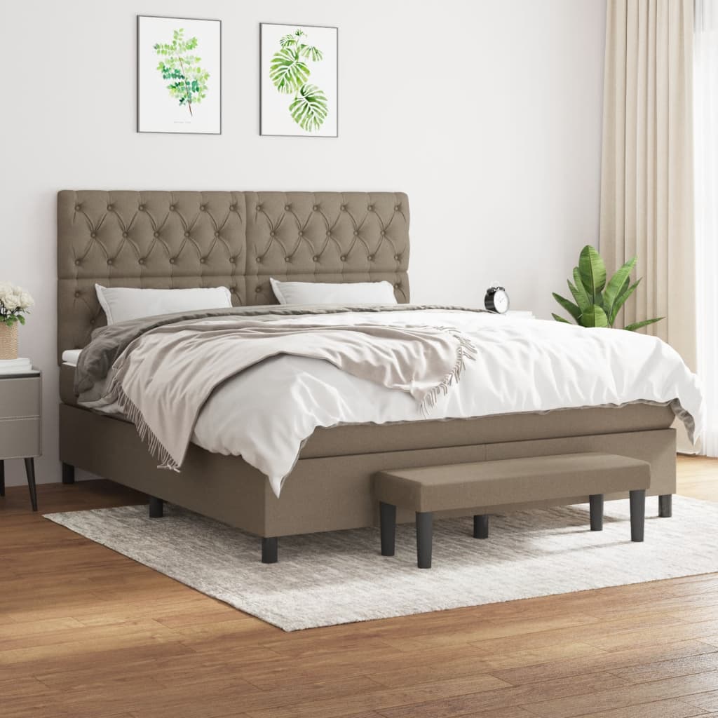 Boxspring met matras stof taupe 160x200 cm is nu te koop bij PeponiXL, paradijselijk wonen!