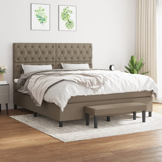 Boxspring met matras stof taupe 160x200 cm is nu te koop bij PeponiXL, paradijselijk wonen!
