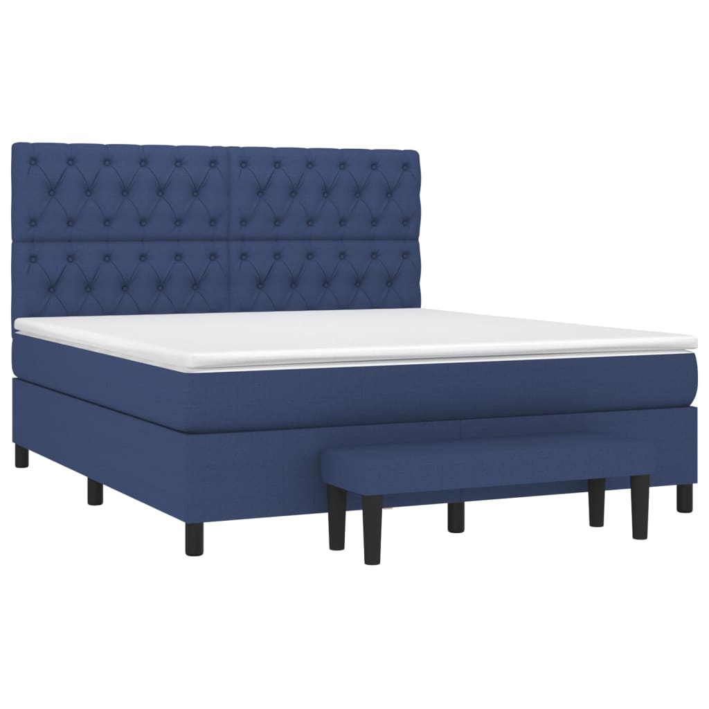 Boxspring met matras stof blauw 160x200 cm is nu te koop bij PeponiXL, paradijselijk wonen!