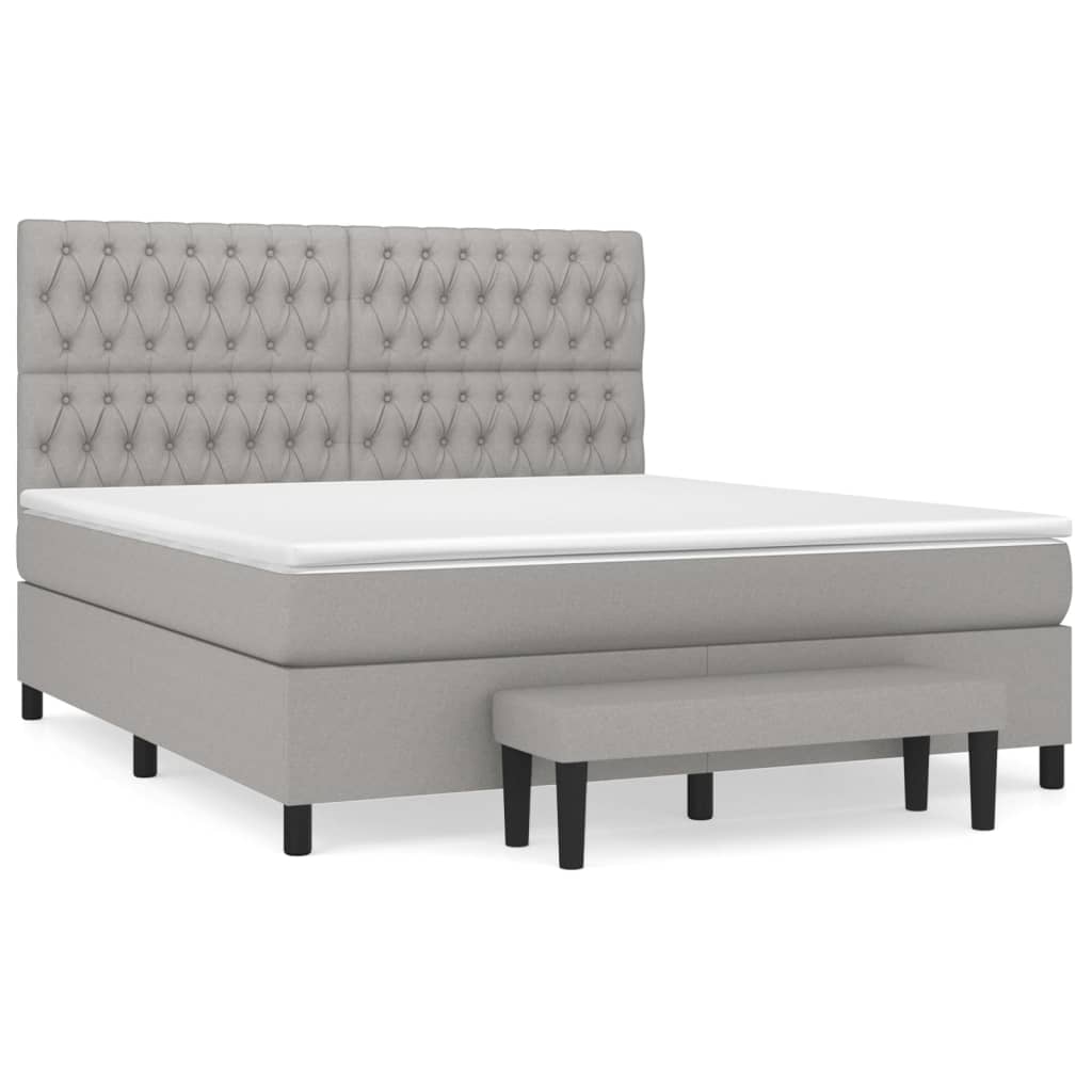 Boxspring met matras stof lichtgrijs 180x200 cm is nu te koop bij PeponiXL, paradijselijk wonen!