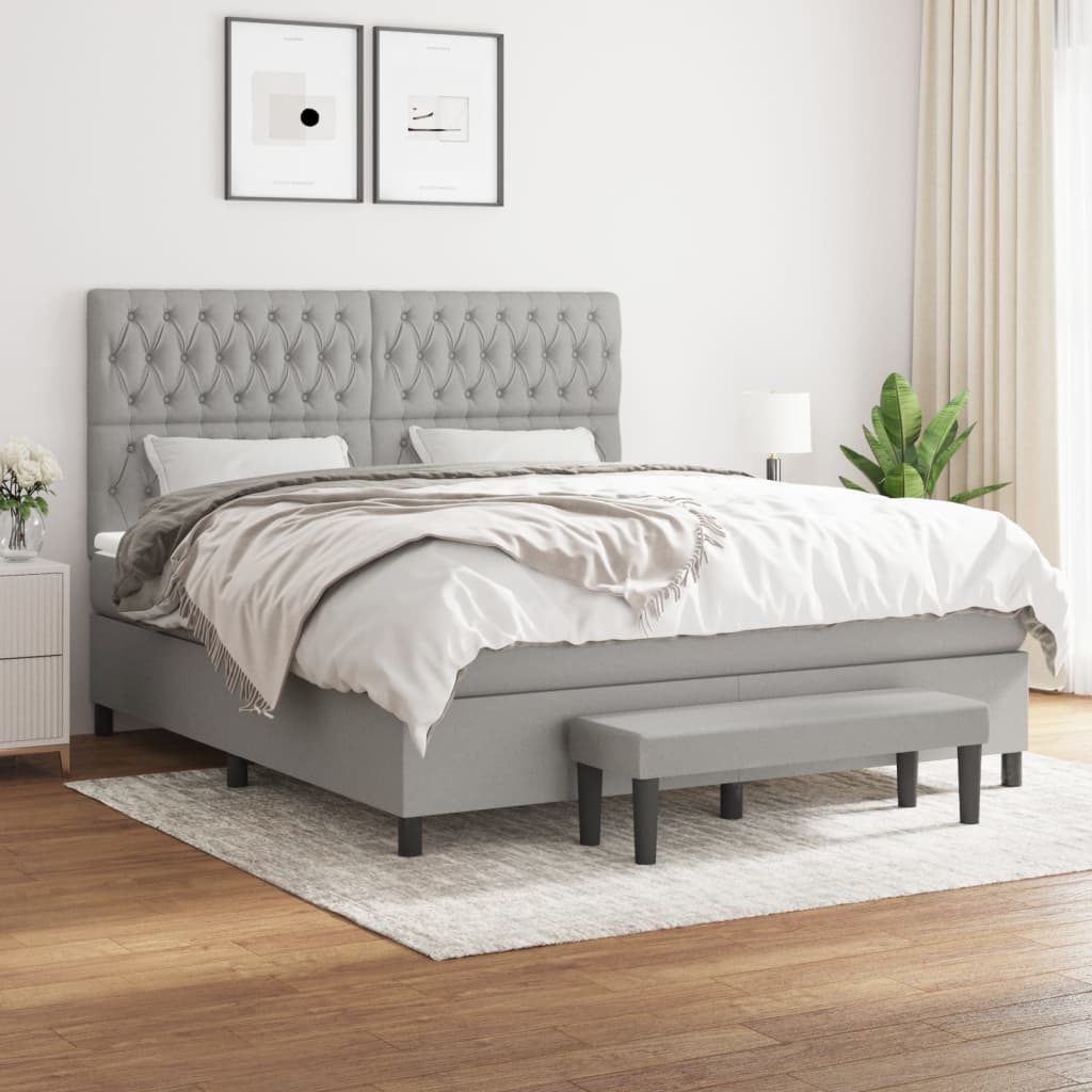 Boxspring met matras stof lichtgrijs 180x200 cm is nu te koop bij PeponiXL, paradijselijk wonen!