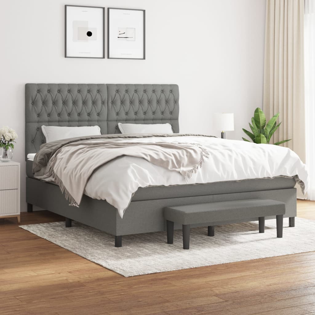 Boxspring met matras stof donkergrijs 180x200 cm is nu te koop bij PeponiXL, paradijselijk wonen!