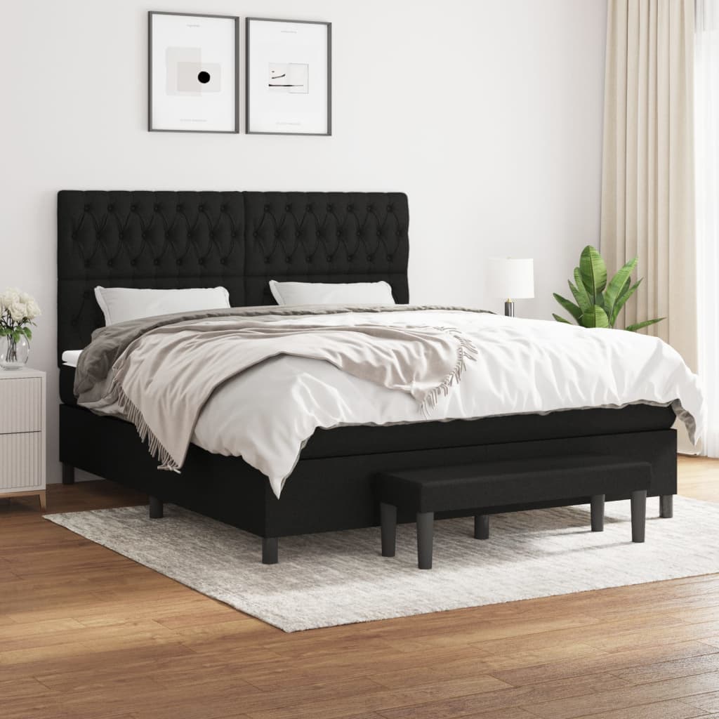 Boxspring met matras stof zwart 180x200 cm is nu te koop bij PeponiXL, paradijselijk wonen!