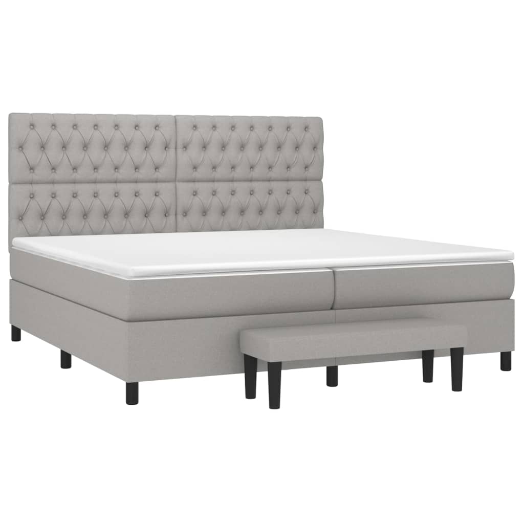 Boxspring met matras stof lichtgrijs 200x200 cm is nu te koop bij PeponiXL, paradijselijk wonen!