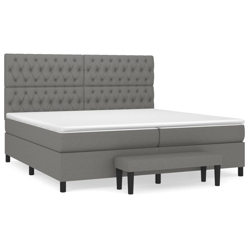 Boxspring met matras stof donkergrijs 200x200 cm is nu te koop bij PeponiXL, paradijselijk wonen!