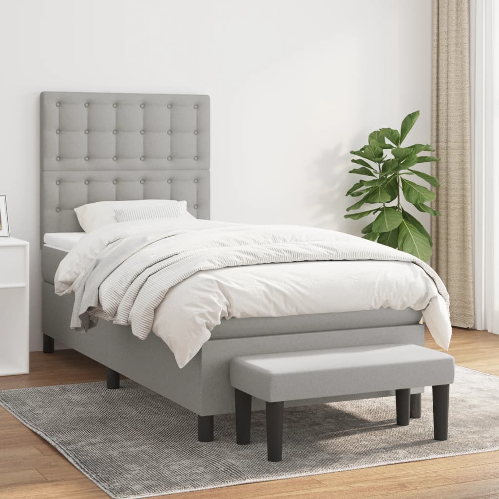 Boxspring met matras stof lichtgrijs 80x200 cm is nu te koop bij PeponiXL, paradijselijk wonen!