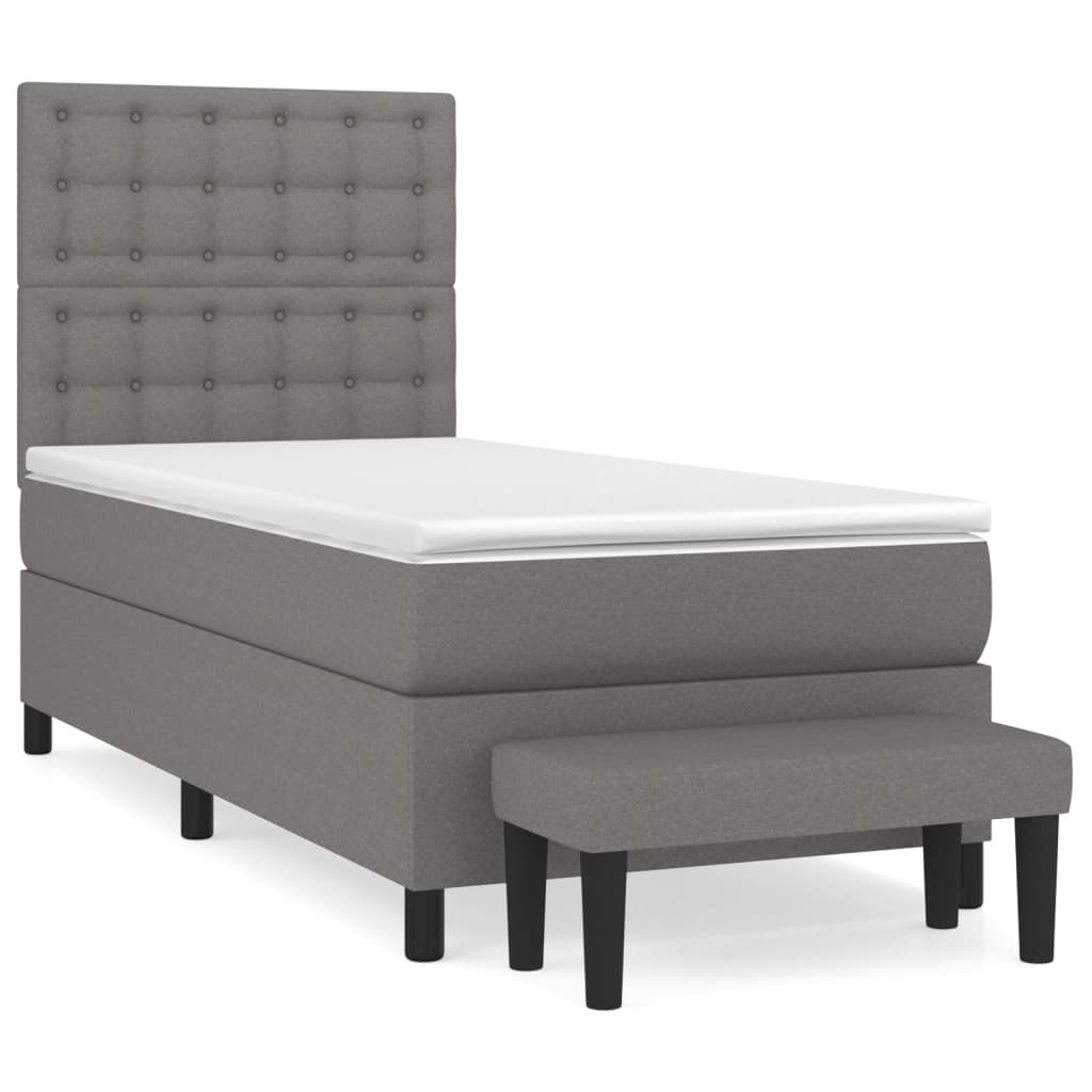 Boxspring met matras stof donkergrijs 80x200 cm is nu te koop bij PeponiXL, paradijselijk wonen!