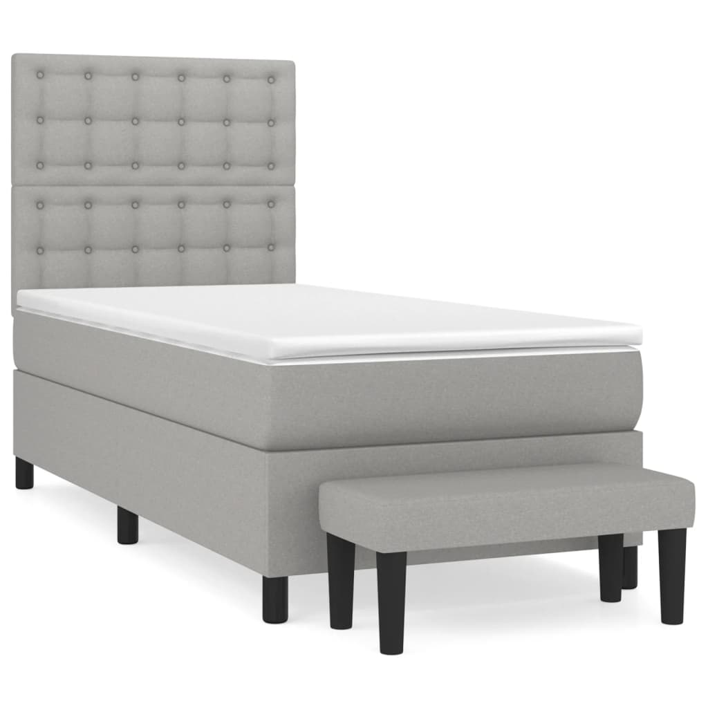 Boxspring met matras stof lichtgrijs 90x190 cm is nu te koop bij PeponiXL, paradijselijk wonen!