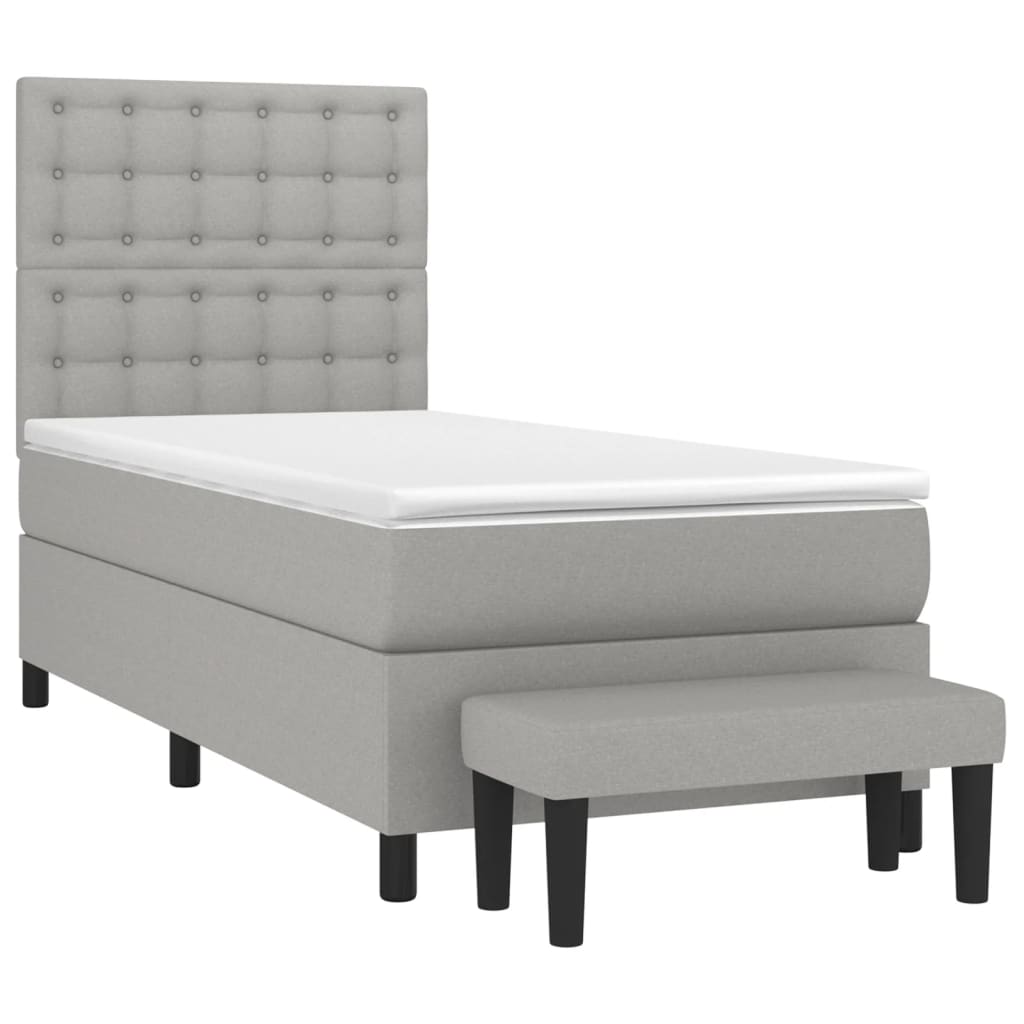 Boxspring met matras stof lichtgrijs 90x190 cm is nu te koop bij PeponiXL, paradijselijk wonen!