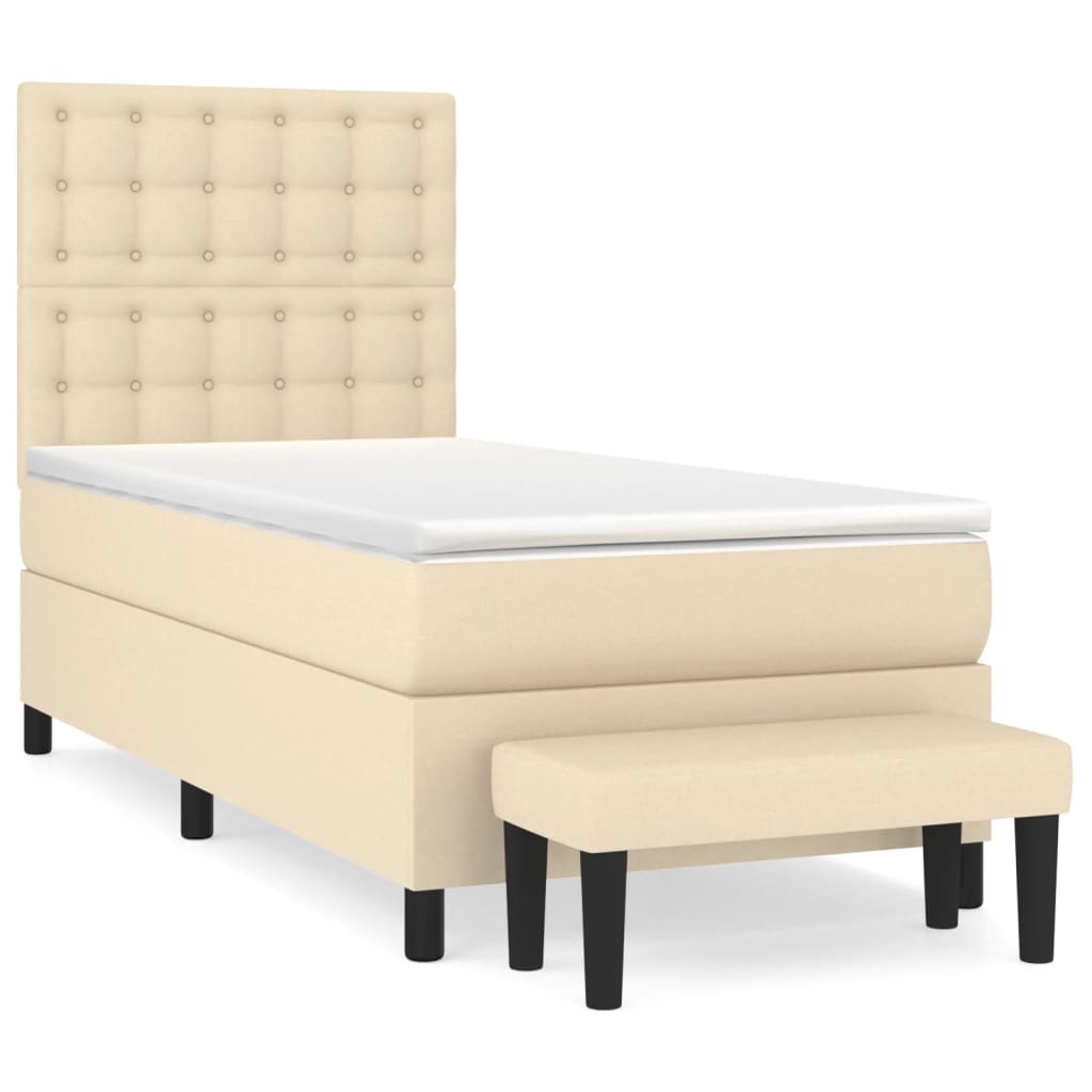 Boxspring met matras stof crèmekleurig 90x190 cm is nu te koop bij PeponiXL, paradijselijk wonen!