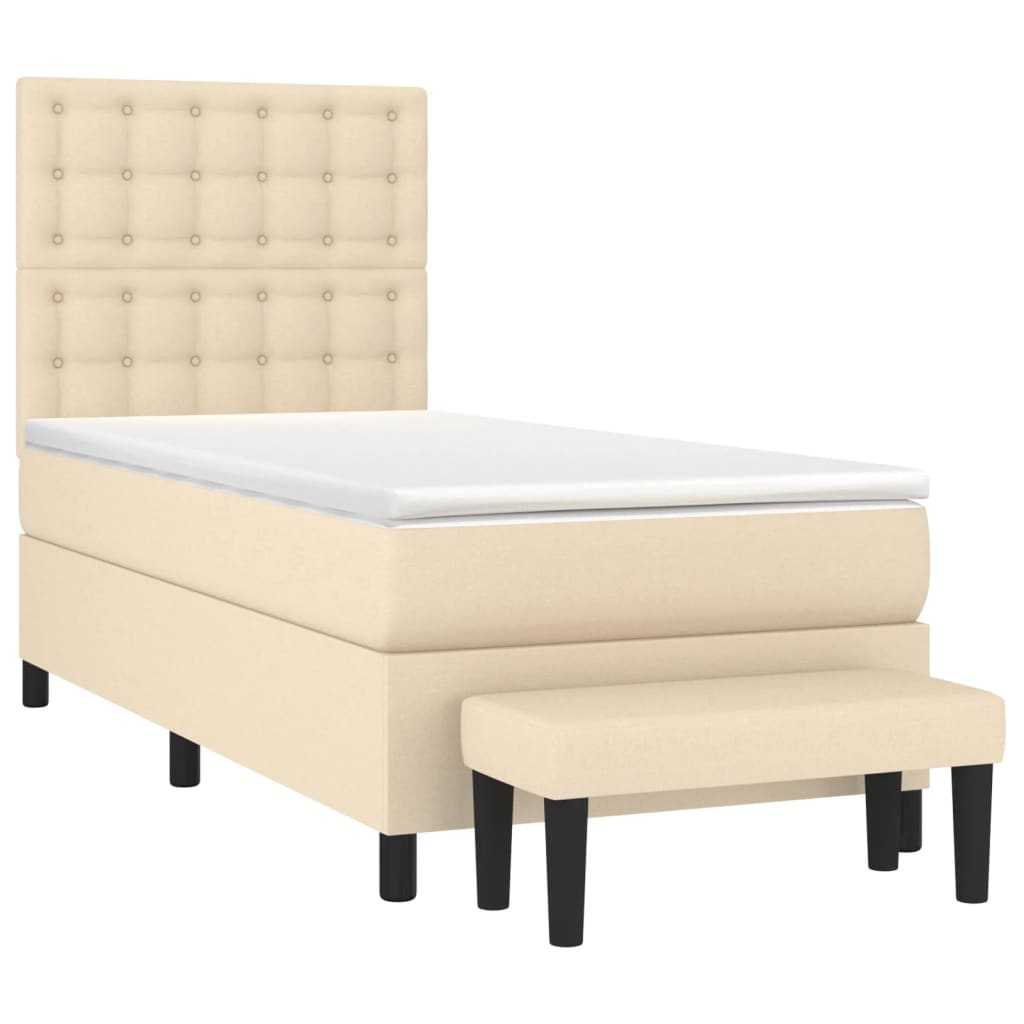 Boxspring met matras stof crèmekleurig 90x190 cm is nu te koop bij PeponiXL, paradijselijk wonen!