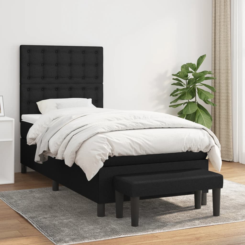 Boxspring met matras stof zwart 90x200 cm is nu te koop bij PeponiXL, paradijselijk wonen!