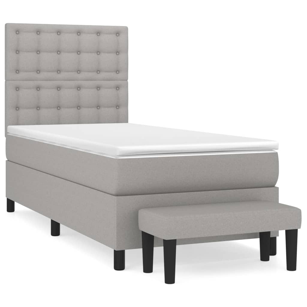 Boxspring met matras stof lichtgrijs 100x200 cm is nu te koop bij PeponiXL, paradijselijk wonen!