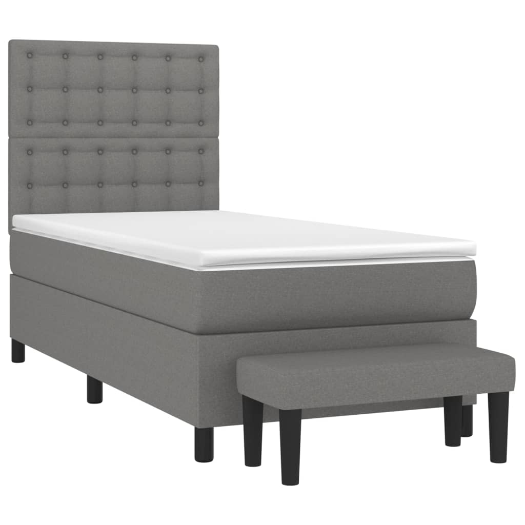 Boxspring met matras stof donkergrijs 100x200 cm is nu te koop bij PeponiXL, paradijselijk wonen!