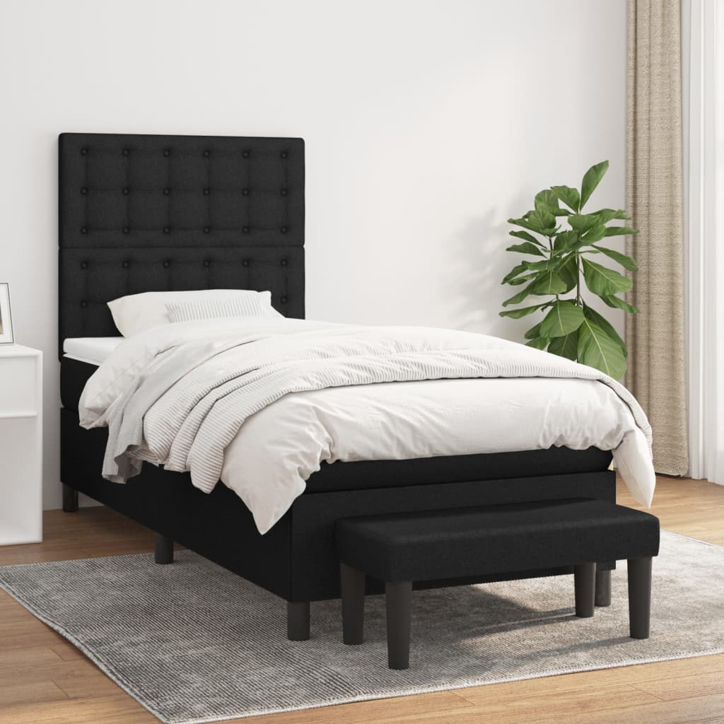Boxspring met matras stof zwart 100x200 cm is nu te koop bij PeponiXL, paradijselijk wonen!