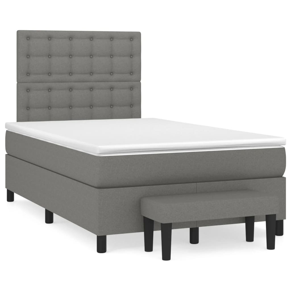 Boxspring met matras stof donkergrijs 120x200 cm is nu te koop bij PeponiXL, paradijselijk wonen!