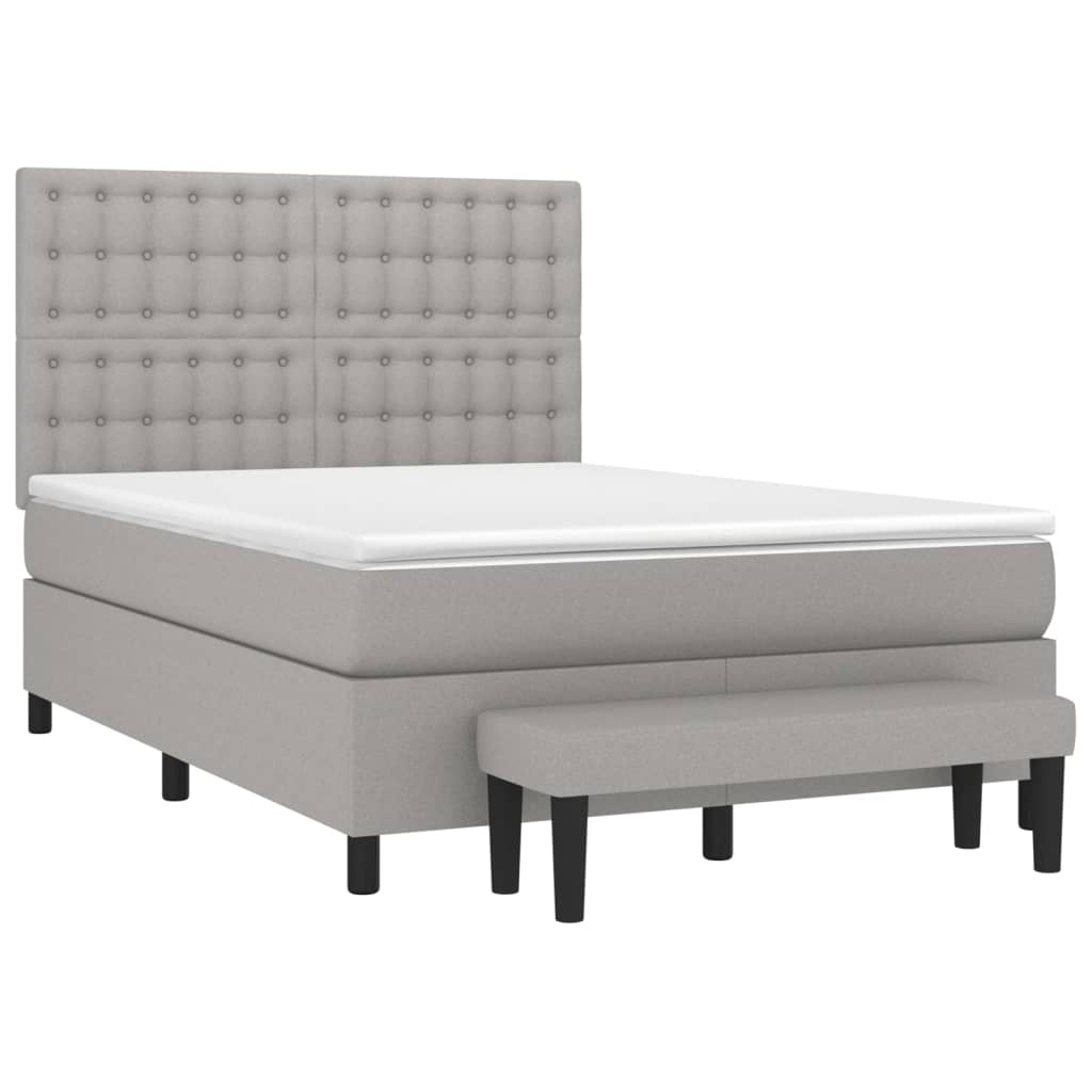 Boxspring met matras stof lichtgrijs 140x200 cm is nu te koop bij PeponiXL, paradijselijk wonen!