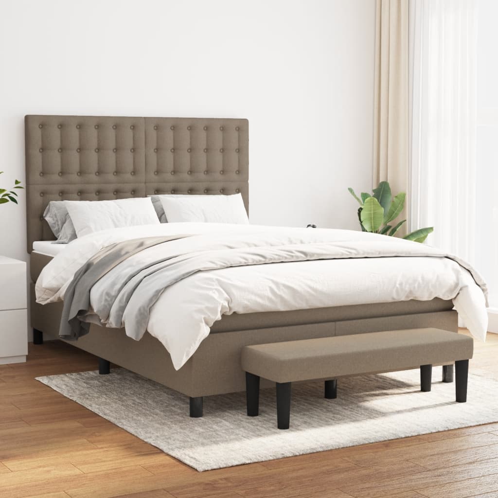 Boxspring met matras stof taupe 140x200 cm is nu te koop bij PeponiXL, paradijselijk wonen!