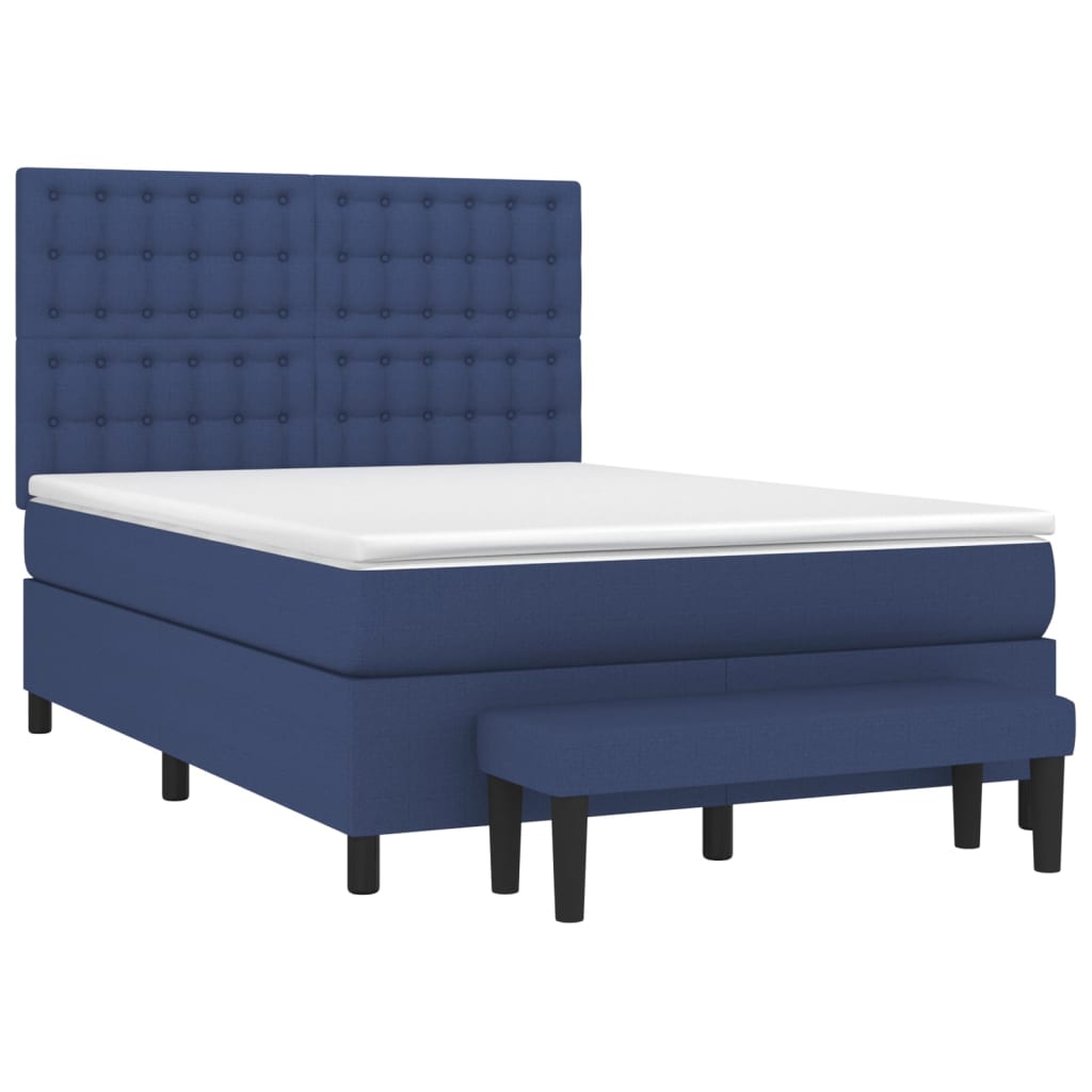 Boxspring met matras stof blauw 140x200 cm is nu te koop bij PeponiXL, paradijselijk wonen!