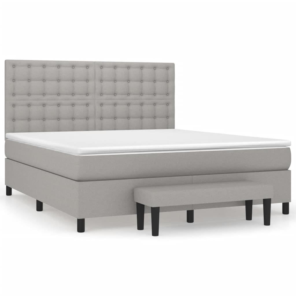Boxspring met matras stof lichtgrijs 160x200 cm is nu te koop bij PeponiXL, paradijselijk wonen!