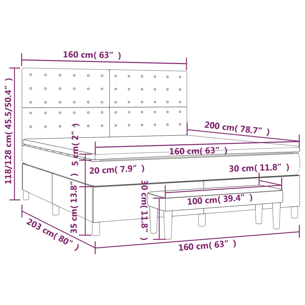 Boxspring met matras stof lichtgrijs 160x200 cm is nu te koop bij PeponiXL, paradijselijk wonen!