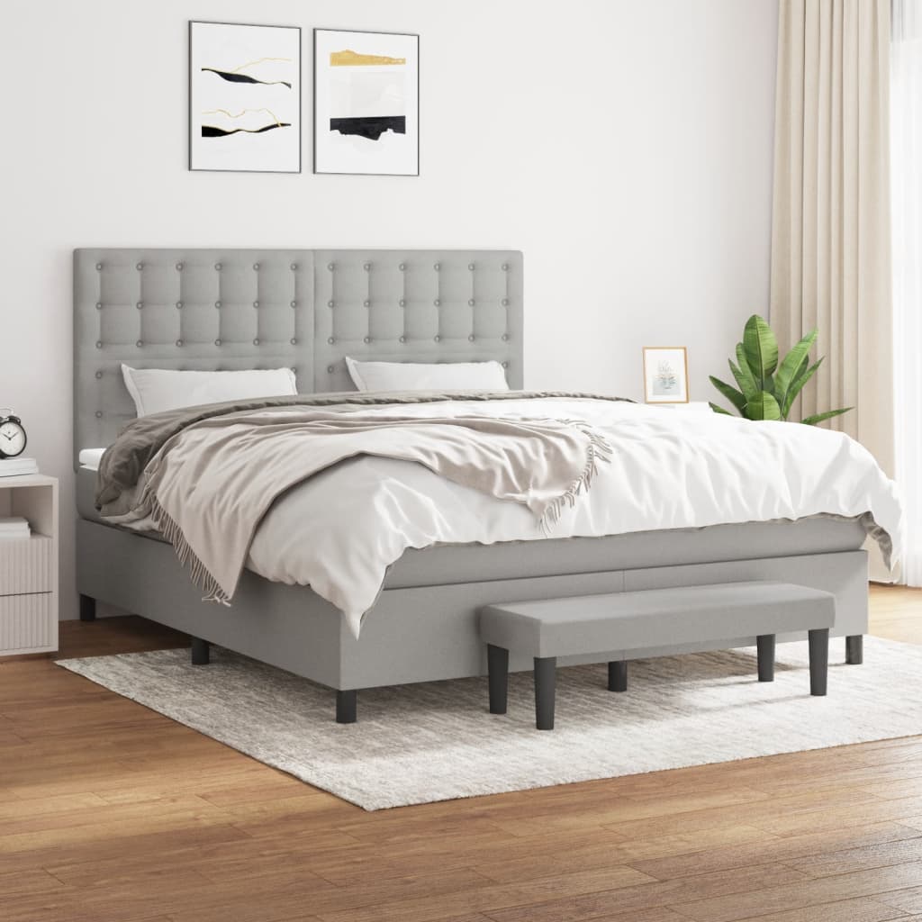 Boxspring met matras stof lichtgrijs 160x200 cm is nu te koop bij PeponiXL, paradijselijk wonen!