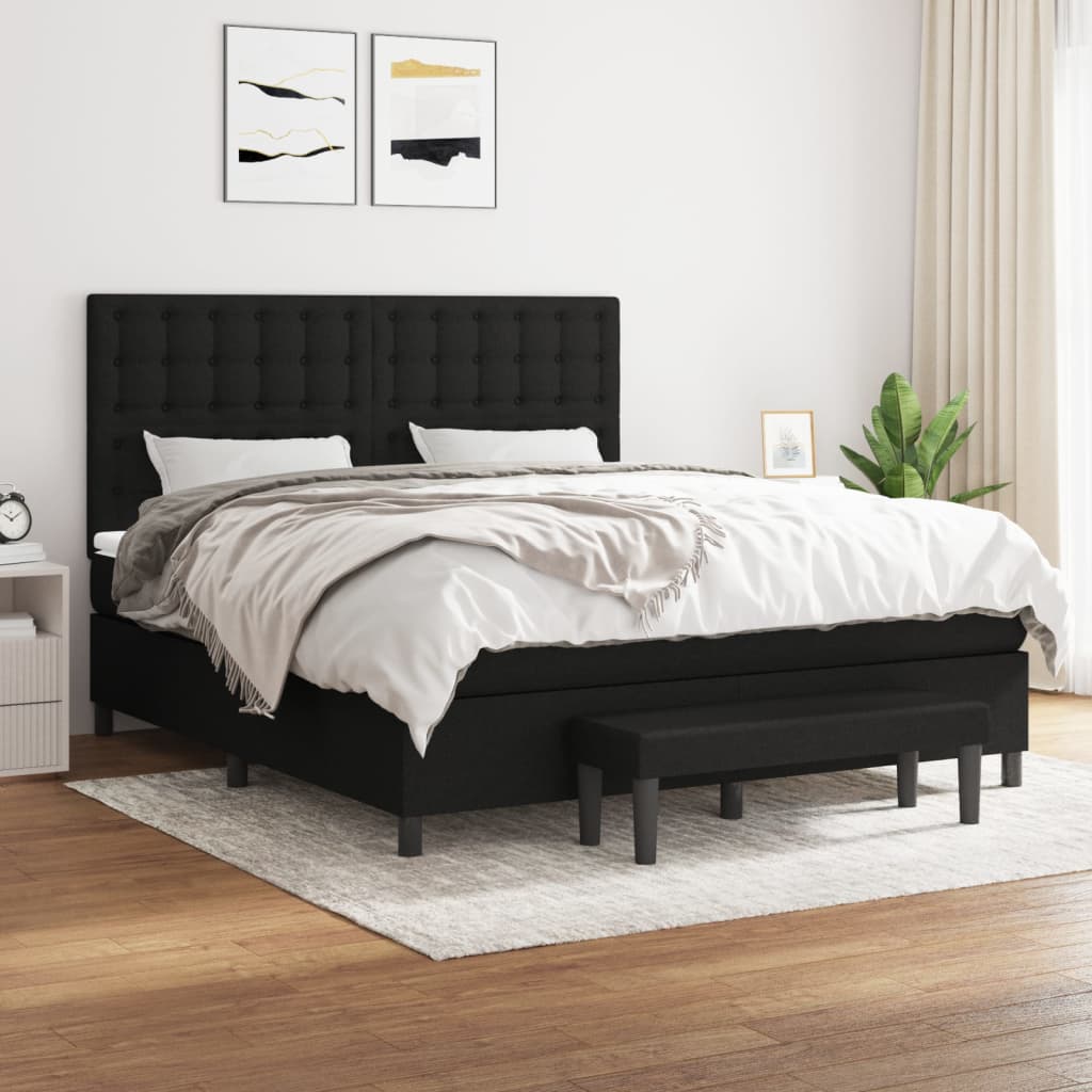 Boxspring met matras stof zwart 160x200 cm is nu te koop bij PeponiXL, paradijselijk wonen!