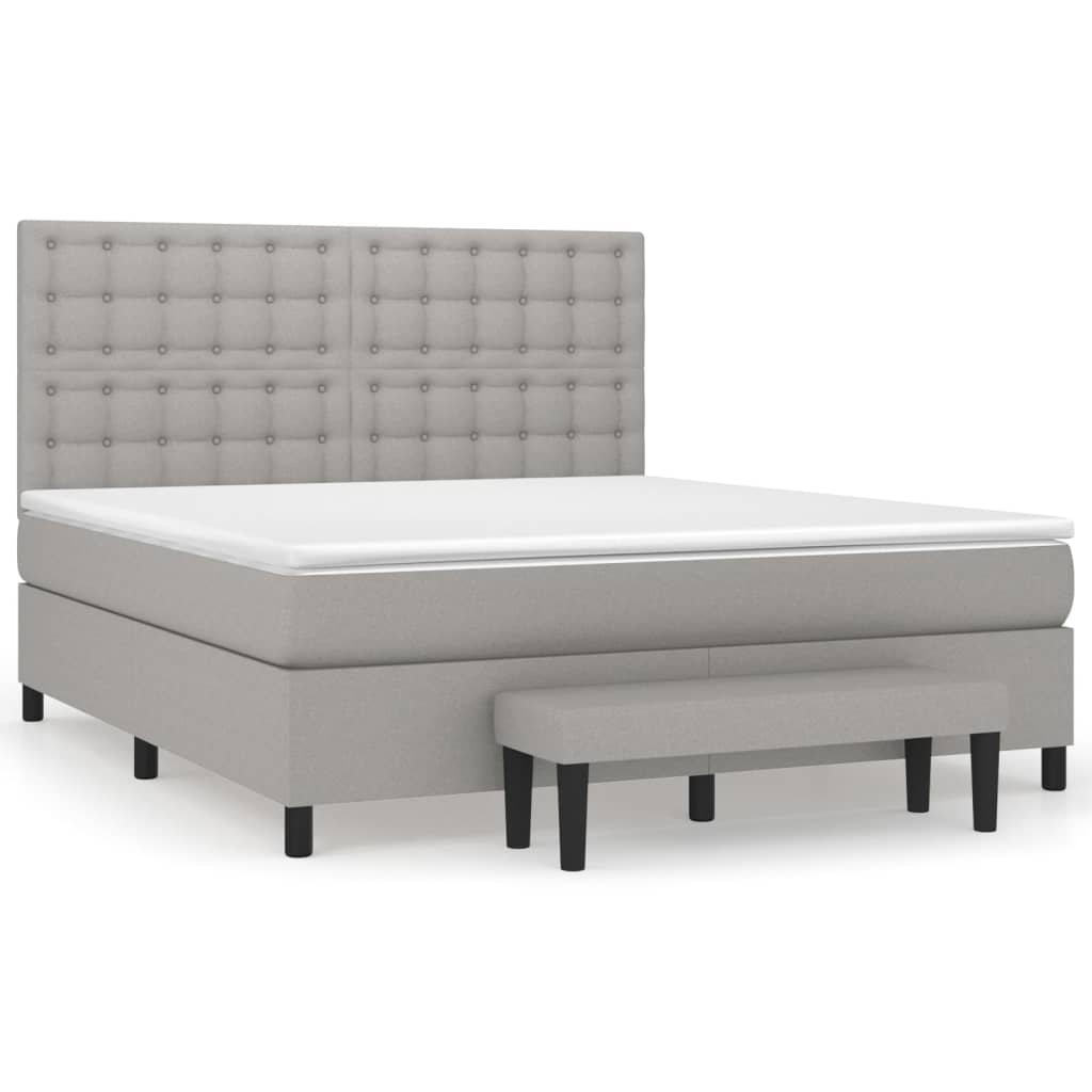 Boxspring met matras stof lichtgrijs 180x200 cm is nu te koop bij PeponiXL, paradijselijk wonen!