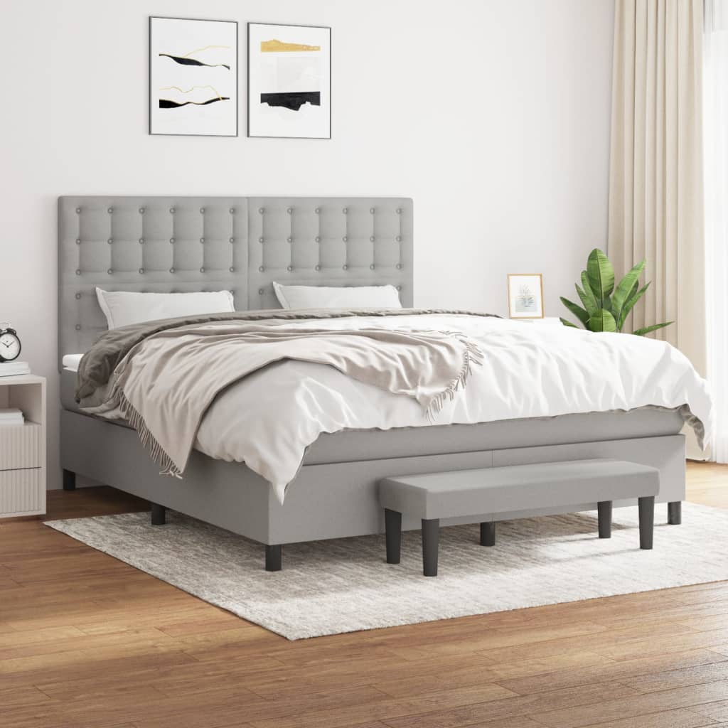 Boxspring met matras stof lichtgrijs 180x200 cm is nu te koop bij PeponiXL, paradijselijk wonen!