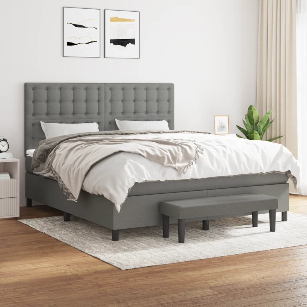 Boxspring met matras stof donkergrijs 180x200 cm is nu te koop bij PeponiXL, paradijselijk wonen!