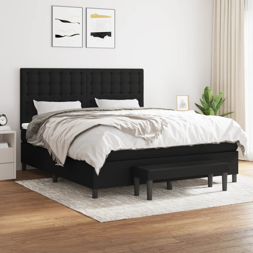 Boxspring met matras stof zwart 180x200 cm is nu te koop bij PeponiXL, paradijselijk wonen!