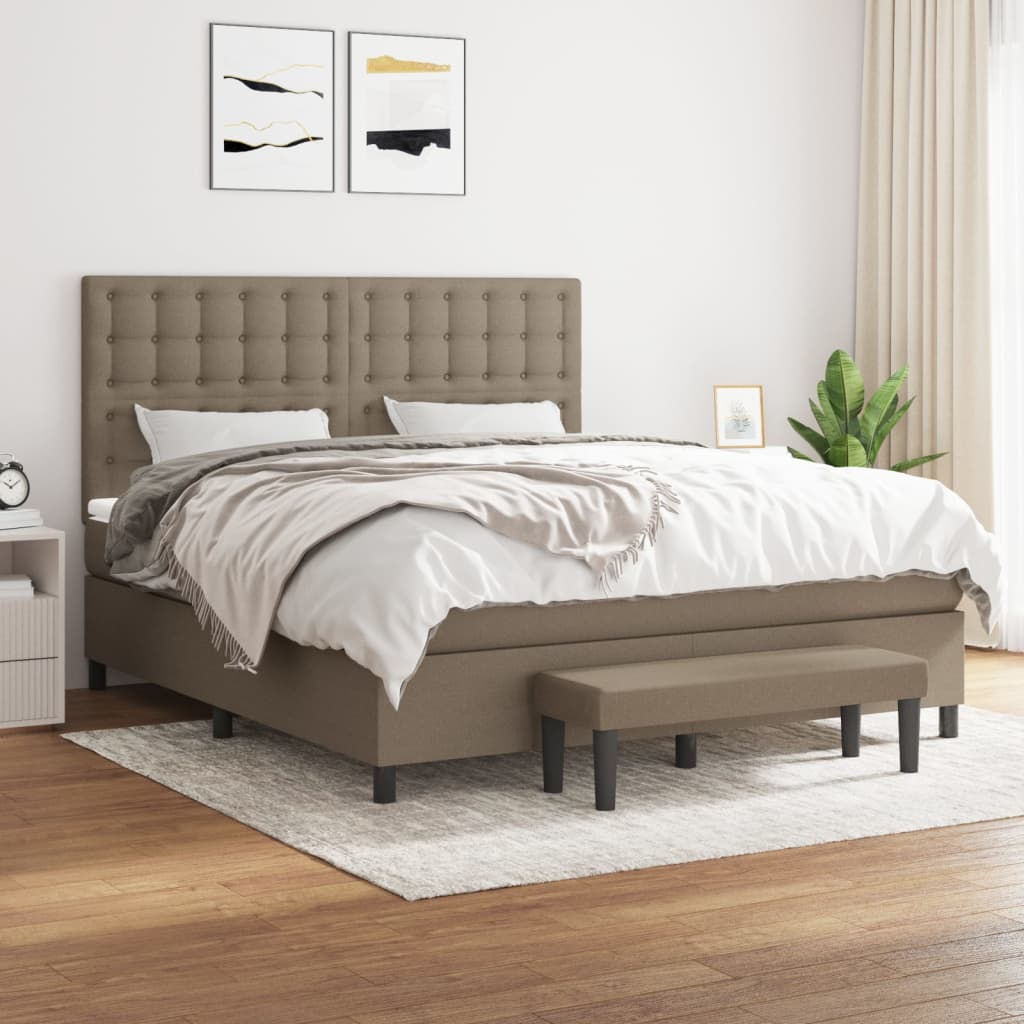 Boxspring met matras stof taupe 180x200 cm is nu te koop bij PeponiXL, paradijselijk wonen!