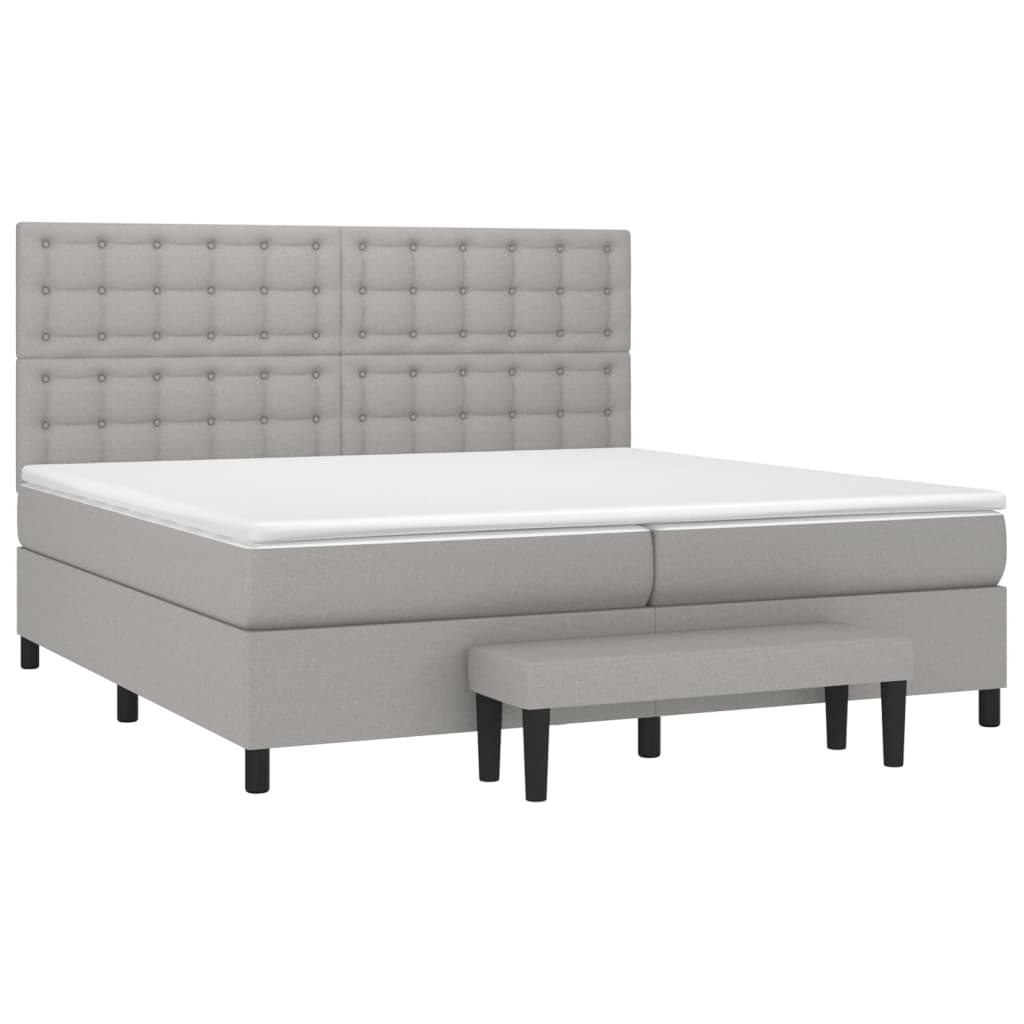 Boxspring met matras stof lichtgrijs 200x200 cm is nu te koop bij PeponiXL, paradijselijk wonen!
