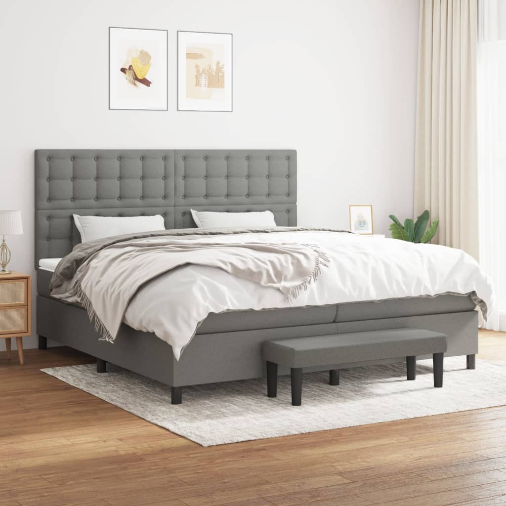 Boxspring met matras stof donkergrijs 200x200 cm is nu te koop bij PeponiXL, paradijselijk wonen!