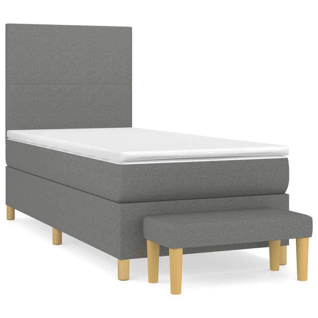 Boxspring met matras stof donkergrijs 80x200 cm is nu te koop bij PeponiXL, paradijselijk wonen!