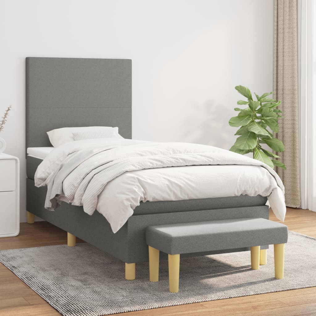 Boxspring met matras stof donkergrijs 80x200 cm is nu te koop bij PeponiXL, paradijselijk wonen!