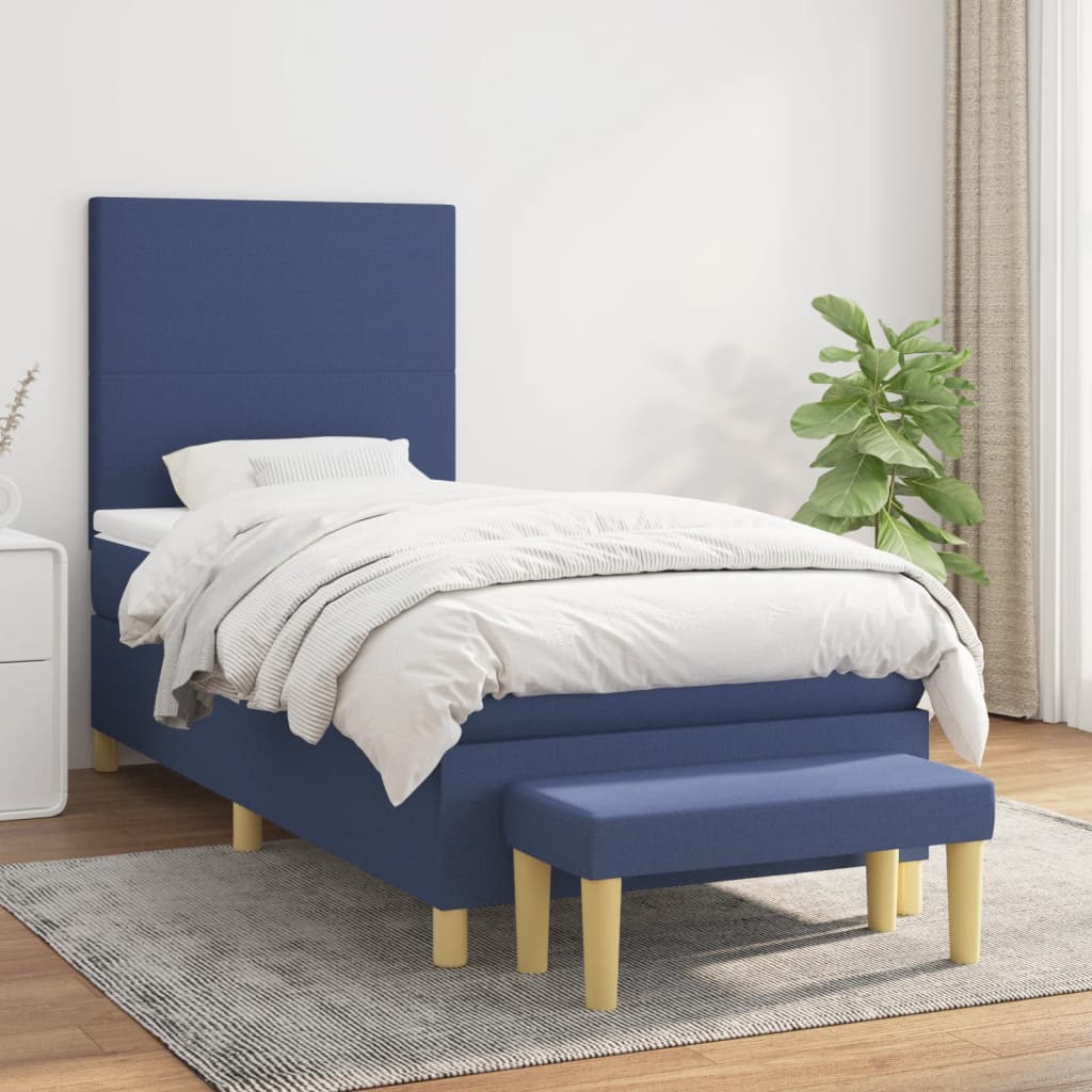 Boxspring met matras stof blauw 80x200 cm is nu te koop bij PeponiXL, paradijselijk wonen!