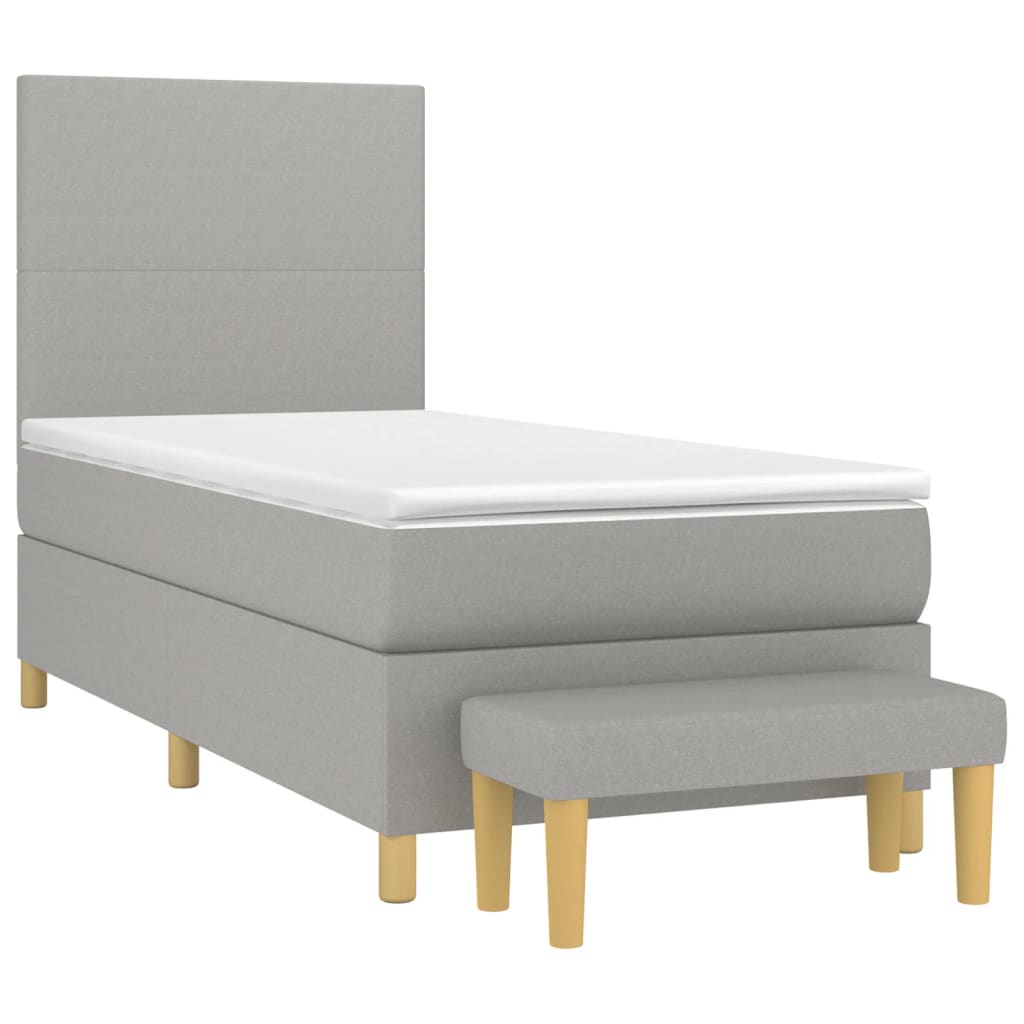 Boxspring met matras stof lichtgrijs 90x190 cm is nu te koop bij PeponiXL, paradijselijk wonen!