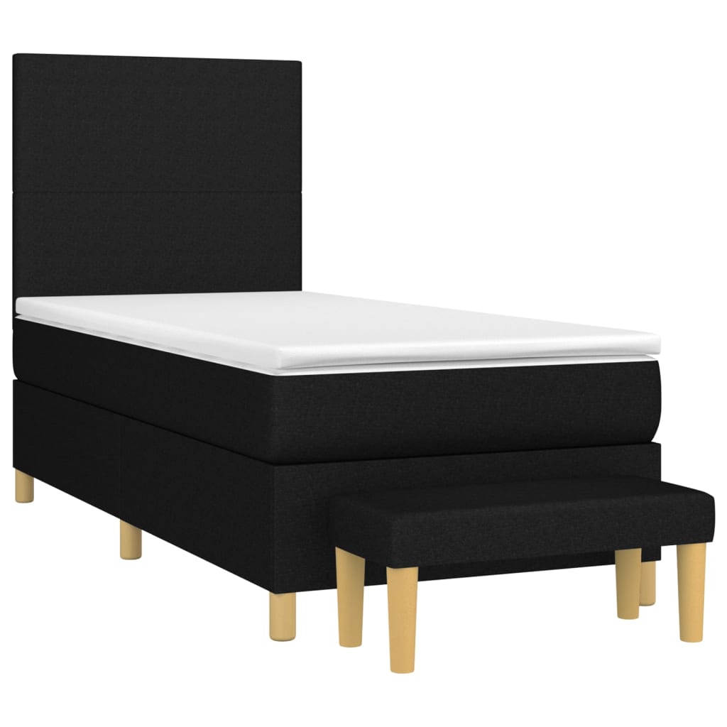 Boxspring met matras stof zwart 90x190 cm is nu te koop bij PeponiXL, paradijselijk wonen!