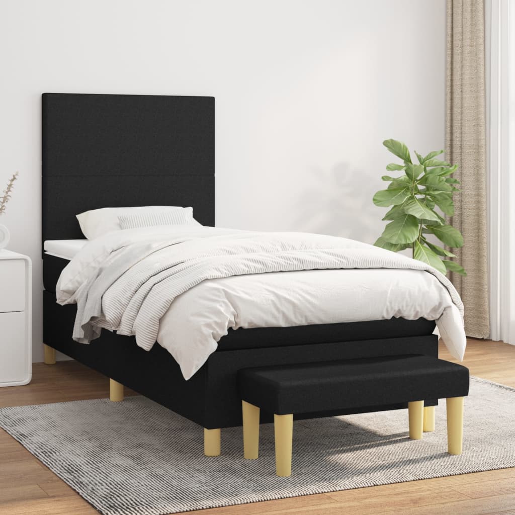 Boxspring met matras stof zwart 90x190 cm is nu te koop bij PeponiXL, paradijselijk wonen!