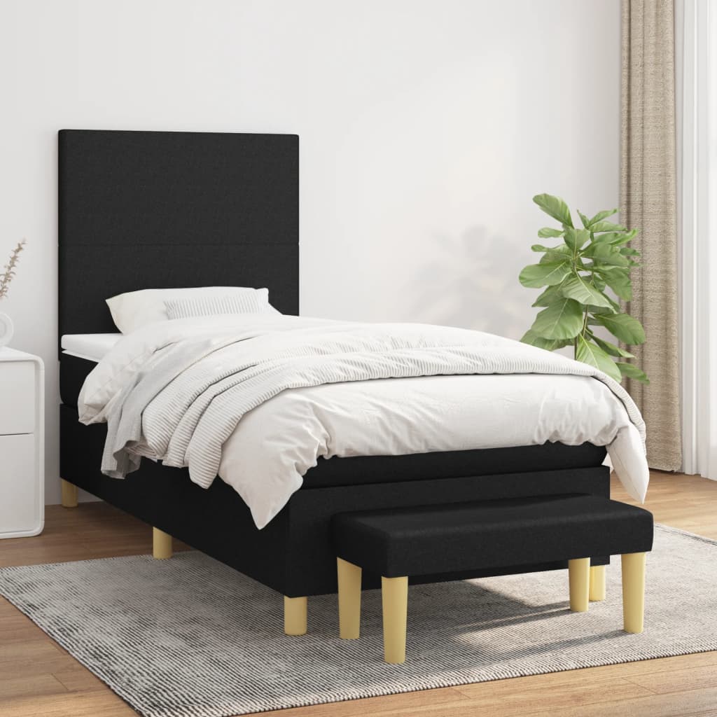Boxspring met matras stof zwart 100x200 cm is nu te koop bij PeponiXL, paradijselijk wonen!