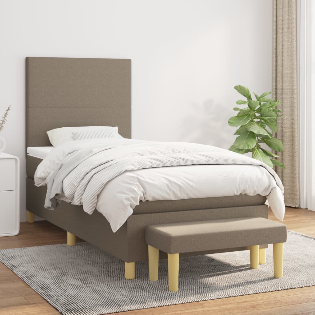 Boxspring met matras stof taupe 100x200 cm is nu te koop bij PeponiXL, paradijselijk wonen!
