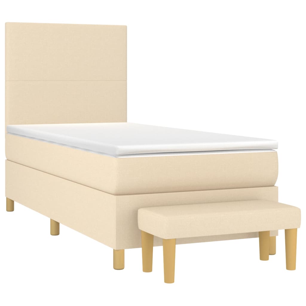 Boxspring met matras stof crèmekleurig 100x200 cm is nu te koop bij PeponiXL, paradijselijk wonen!