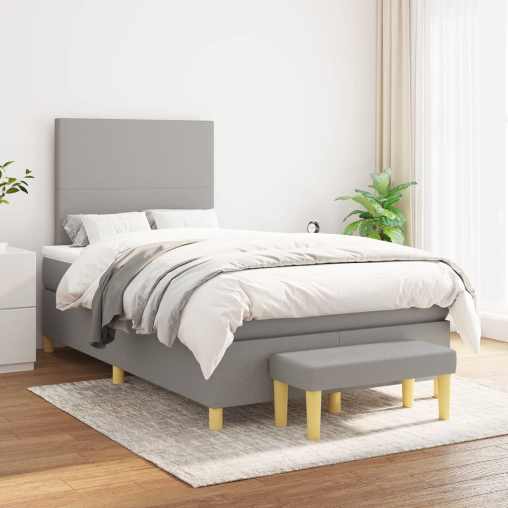 Boxspring met matras stof lichtgrijs 120x200 cm is nu te koop bij PeponiXL, paradijselijk wonen!