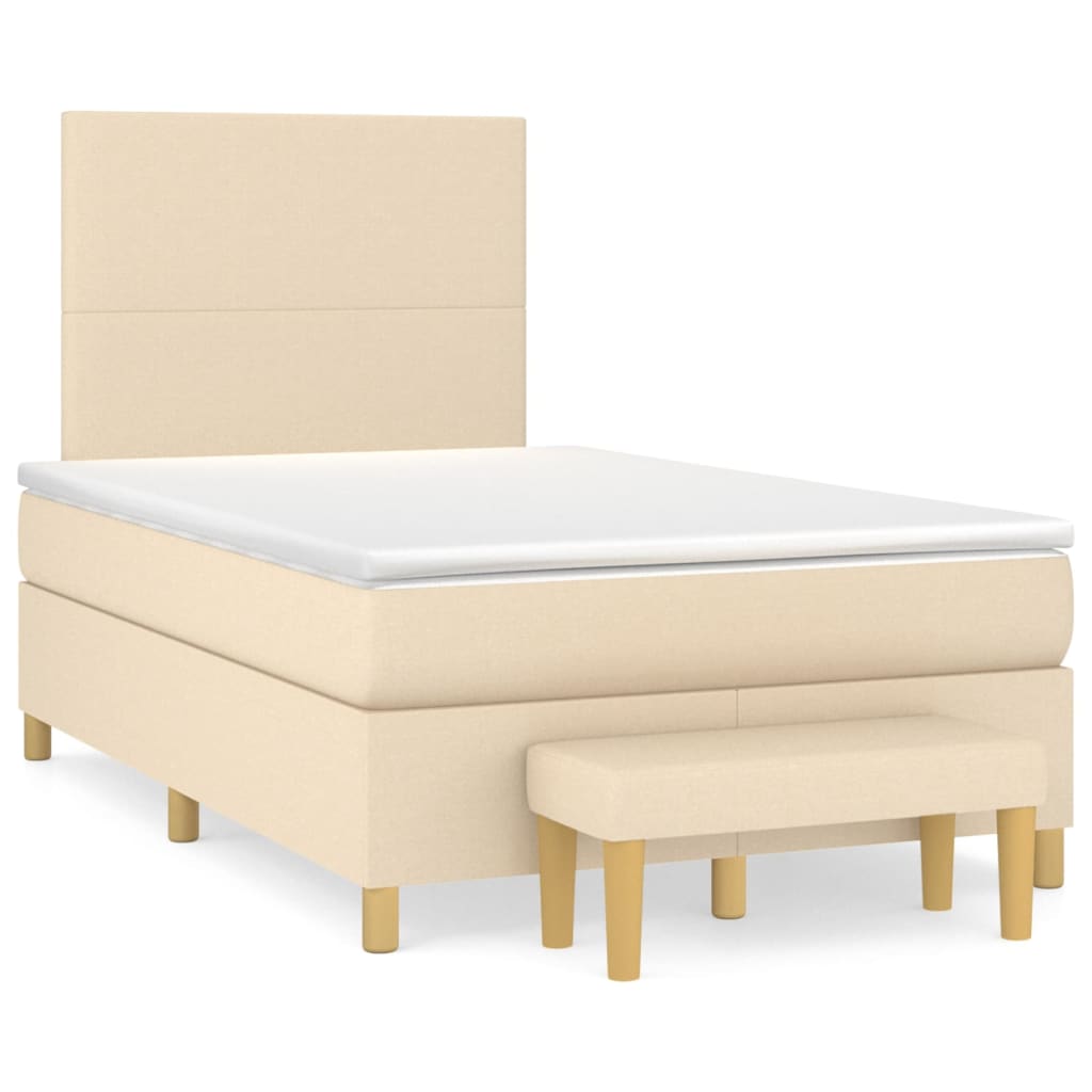 Boxspring met matras stof crèmekleurig 120x200 cm is nu te koop bij PeponiXL, paradijselijk wonen!