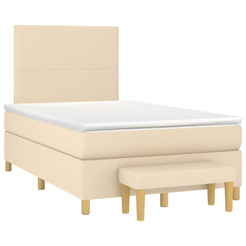 Boxspring met matras stof crèmekleurig 120x200 cm is nu te koop bij PeponiXL, paradijselijk wonen!