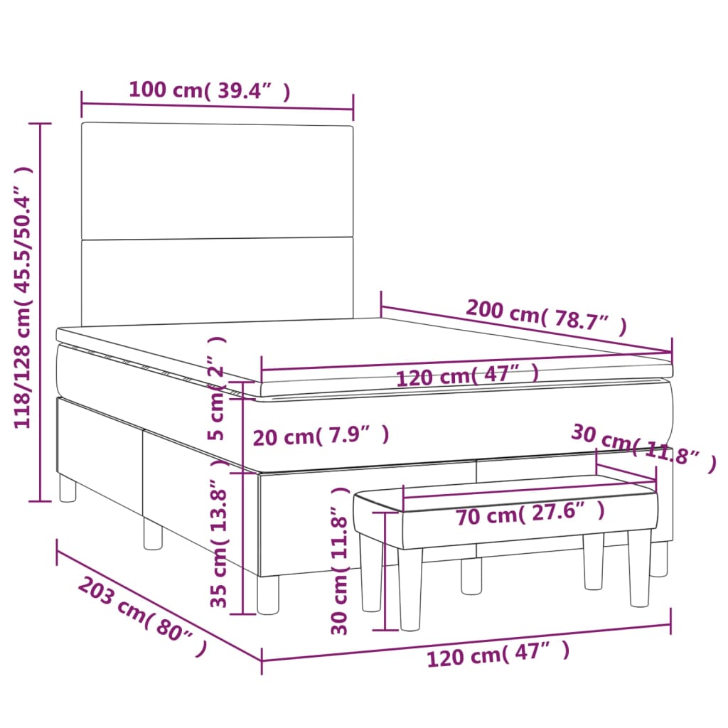Boxspring met matras stof crèmekleurig 120x200 cm is nu te koop bij PeponiXL, paradijselijk wonen!