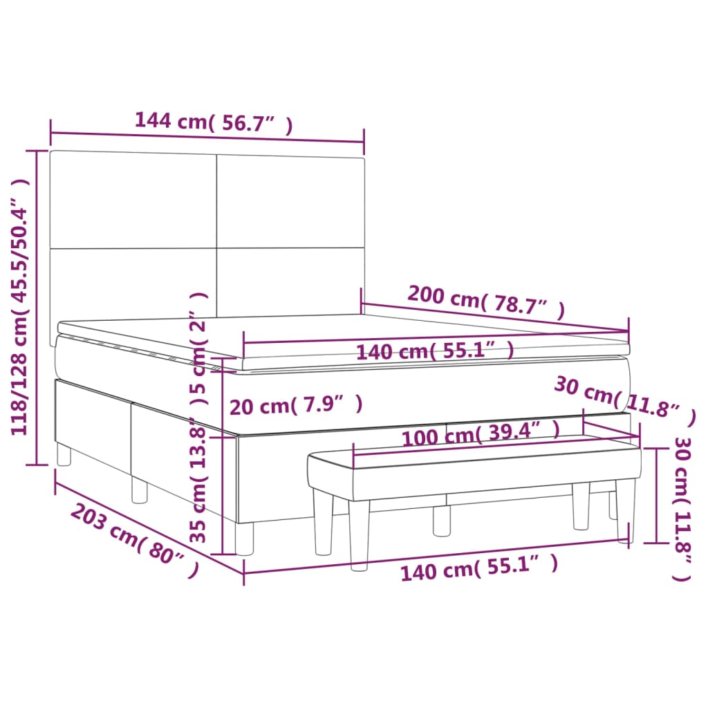 Boxspring met matras stof donkergrijs 140x200 cm is nu te koop bij PeponiXL, paradijselijk wonen!