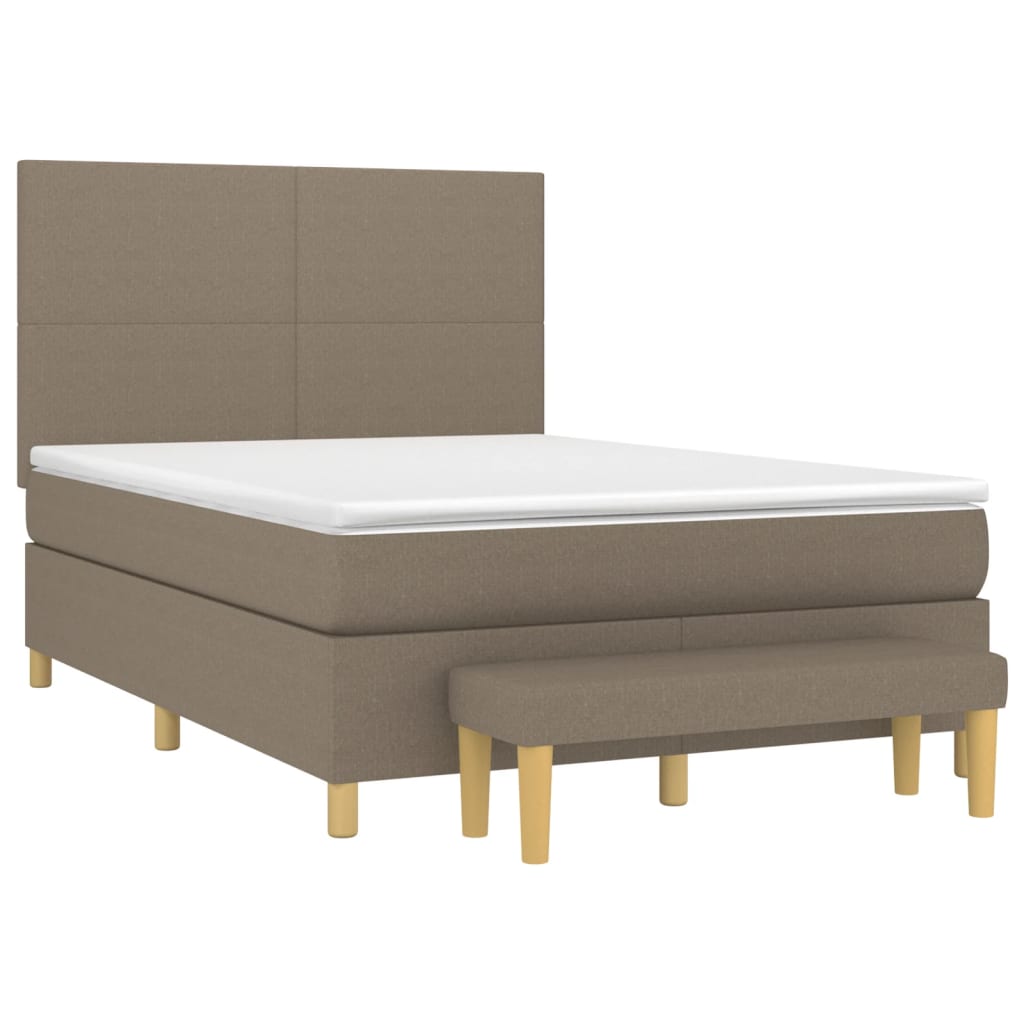 Boxspring met matras stof taupe 140x200 cm is nu te koop bij PeponiXL, paradijselijk wonen!