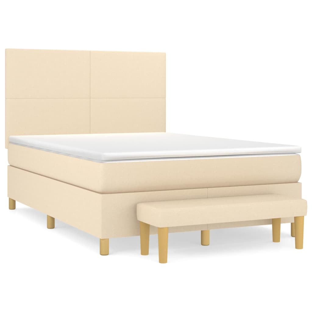 Boxspring met matras stof crèmekleurig 140x200 cm is nu te koop bij PeponiXL, paradijselijk wonen!